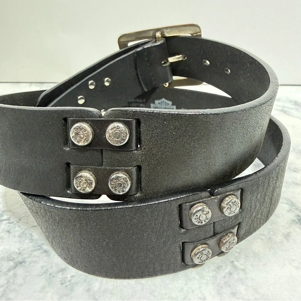 Harley Davidson motorcycle black leather belt mens women’s size 38 #97662